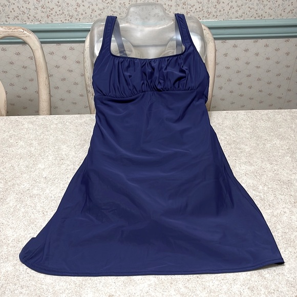 Lands' End Swim Lands End Navy Blue One Piece Skirted Swimsuit With